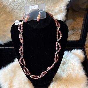 Pink Beaded Necklace and Earring Set